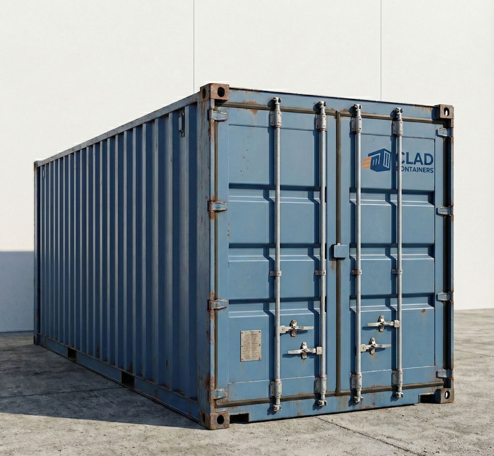 20ft-Shipping-Container-Clad-Containers 20ft shipping container in steel blue finish from Clad Containers