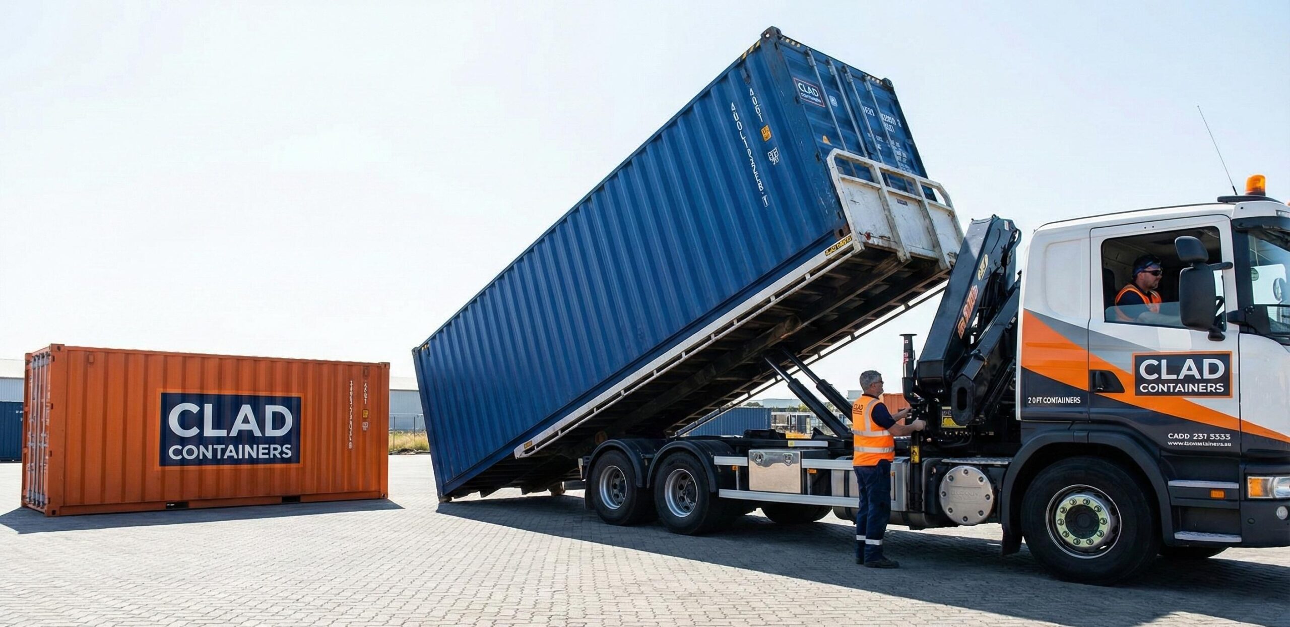 CLAD Containers Tilt-Bed Delivery of 40ft and 20ft Shipping Containers CLAD Containers Tilt-Bed Delivery of 40ft and 20ft Shipping Containers