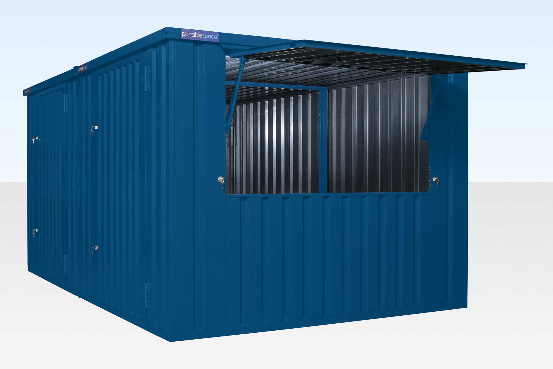 Window detail on custom colour flat pack kiosk