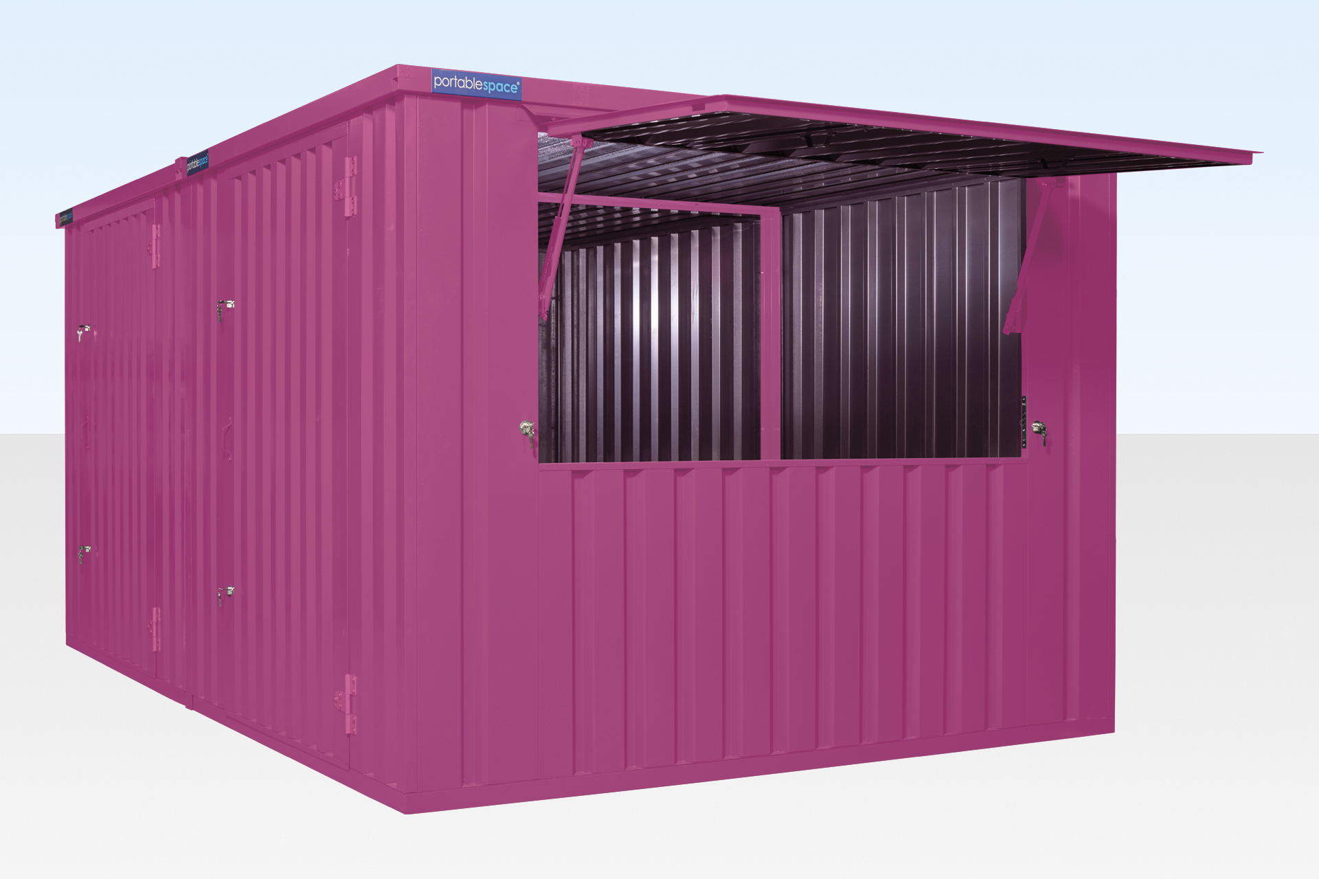 Window detail on custom colour flat pack kiosk