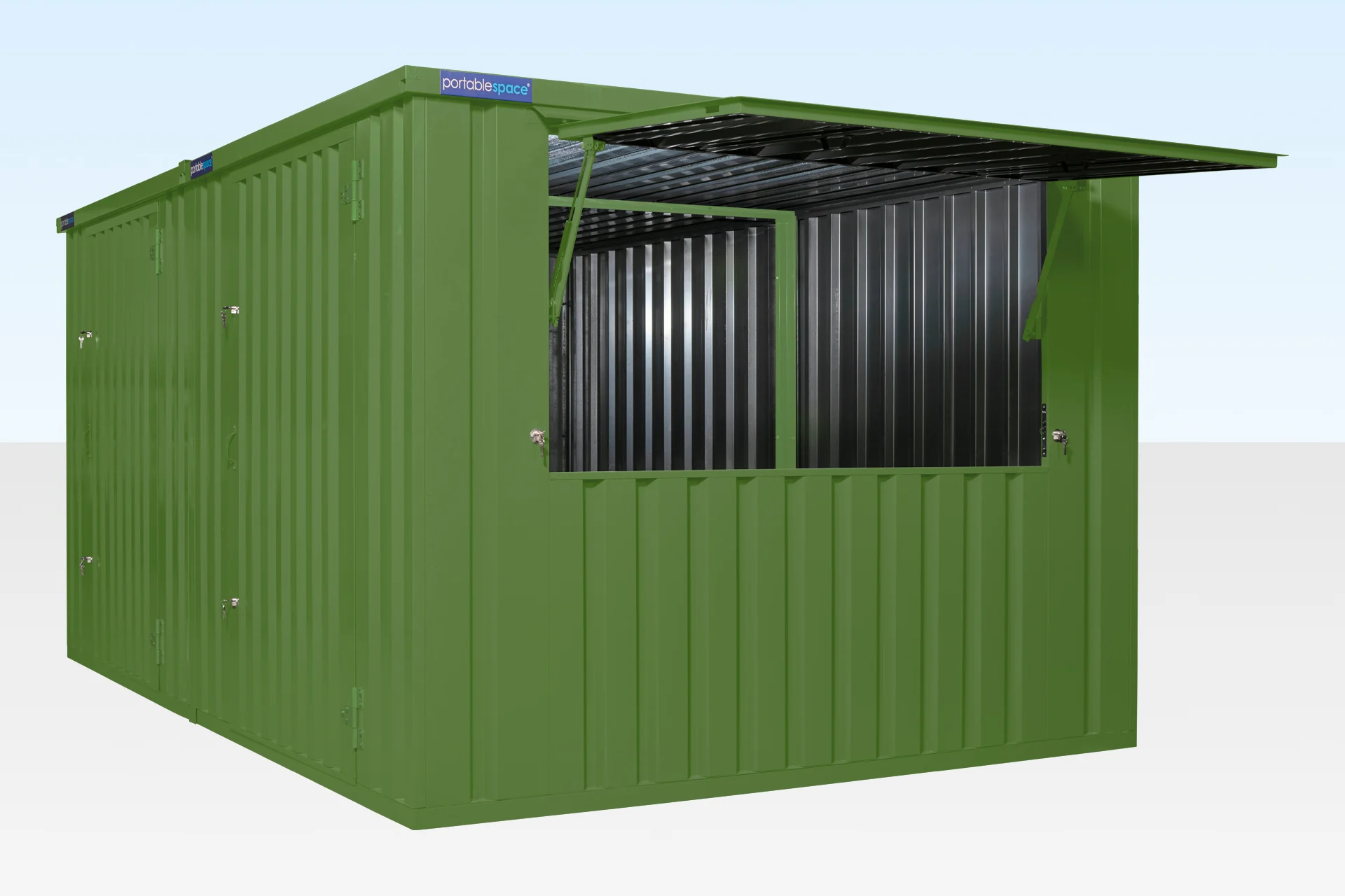 Window detail on custom colour flat pack kiosk