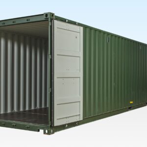 40ft green RAL6007 shipping container front view