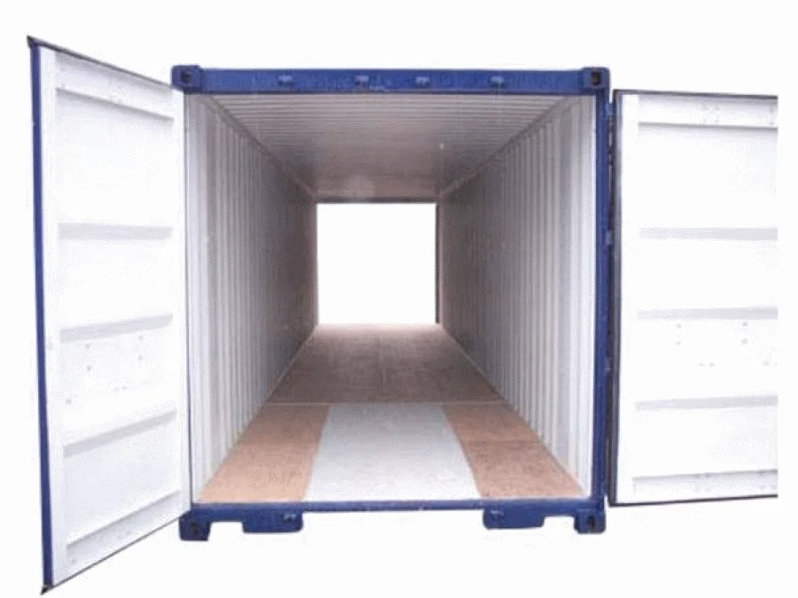 40ft blue one trip tunnel container front door view
