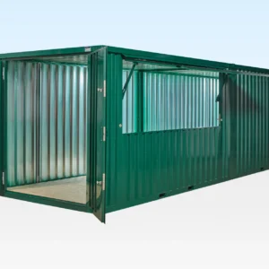 4m end linked flat pack kiosk exterior RAL6005