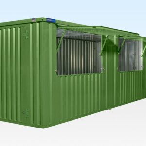 Window detail of flat pack kiosk custom colour