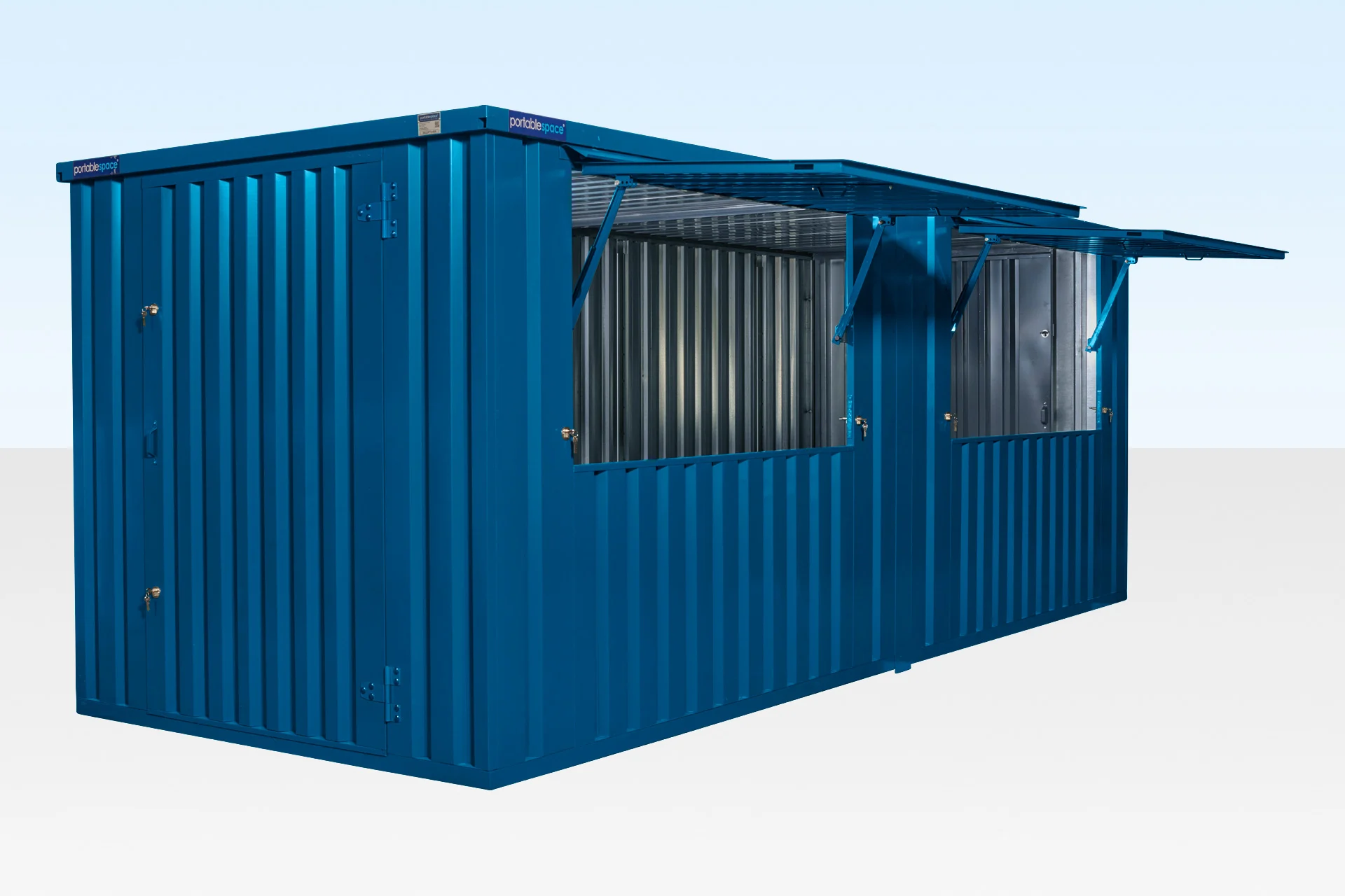 Interior of 8m end linked flat pack kiosk