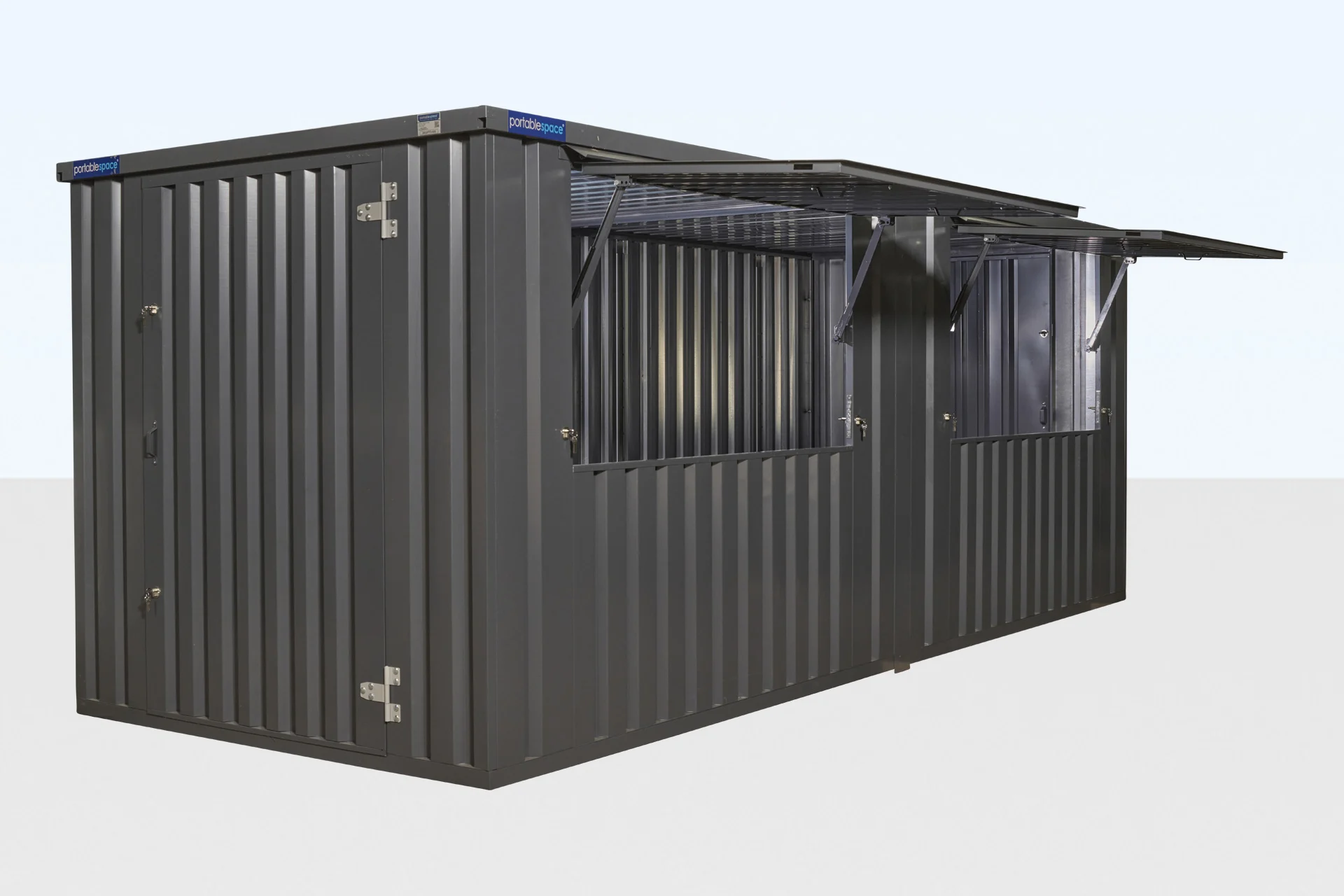 Interior of 8m end linked flat pack kiosk