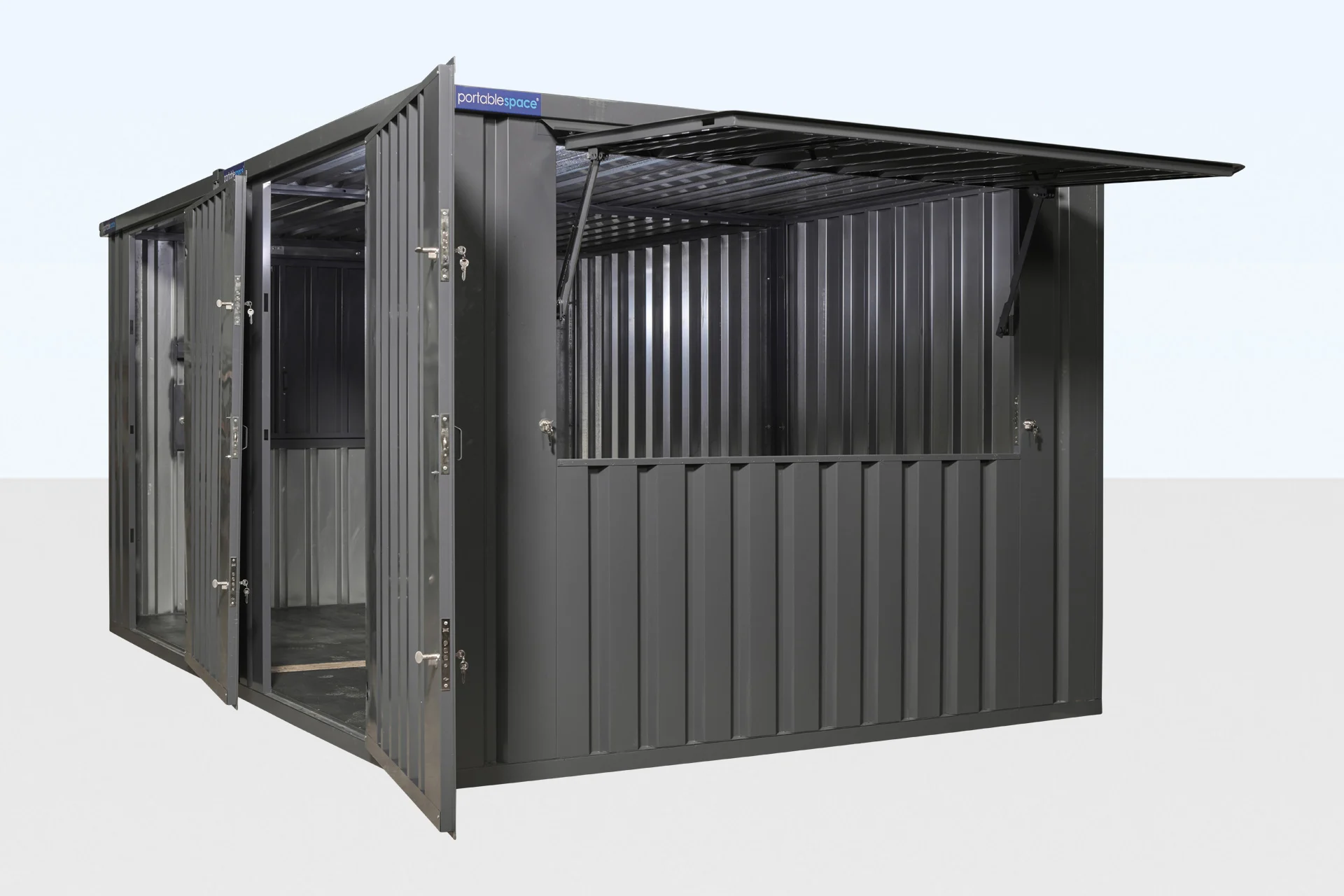 Assembly of side linked flat pack kiosk