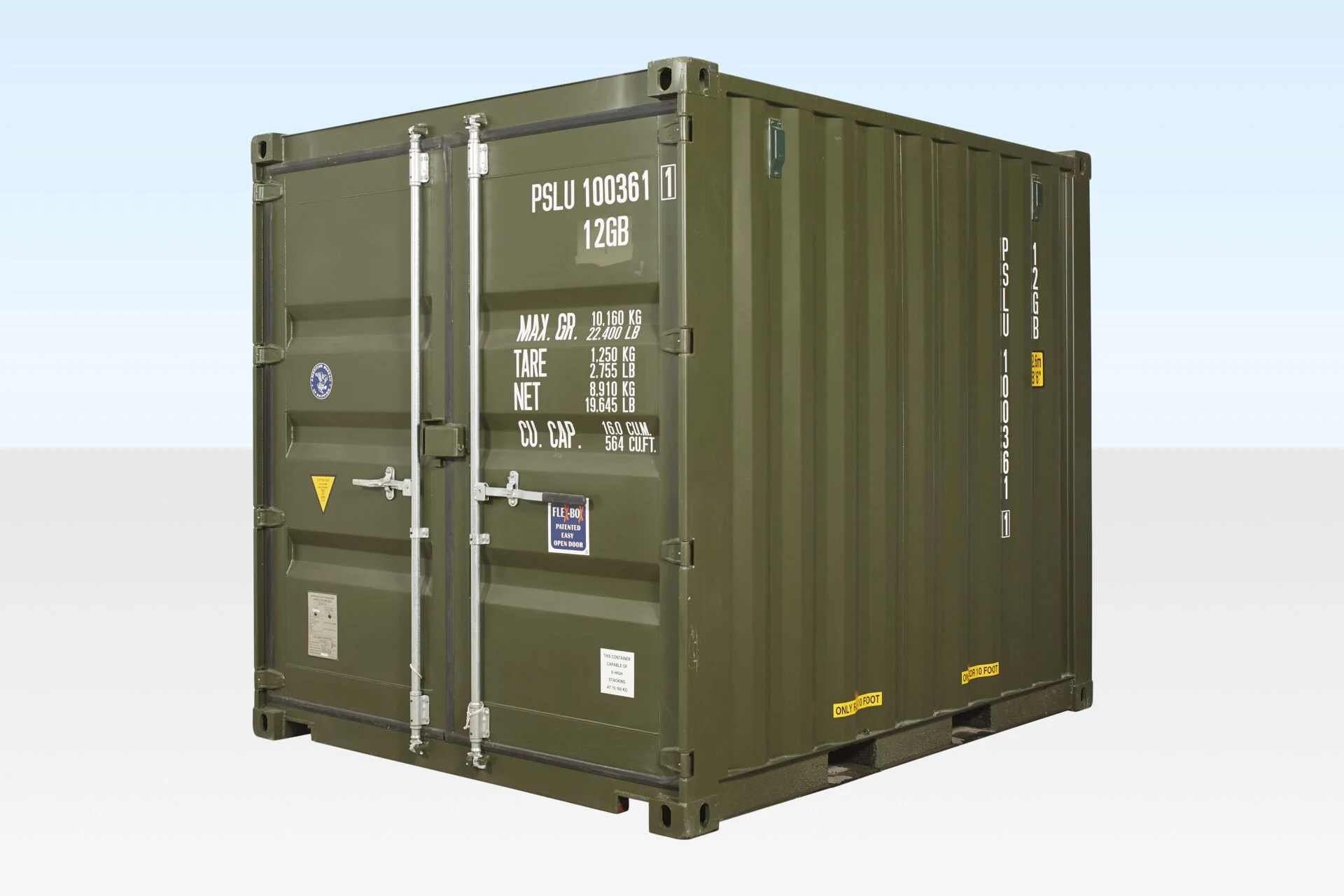 10ft green one trip shipping container exterior