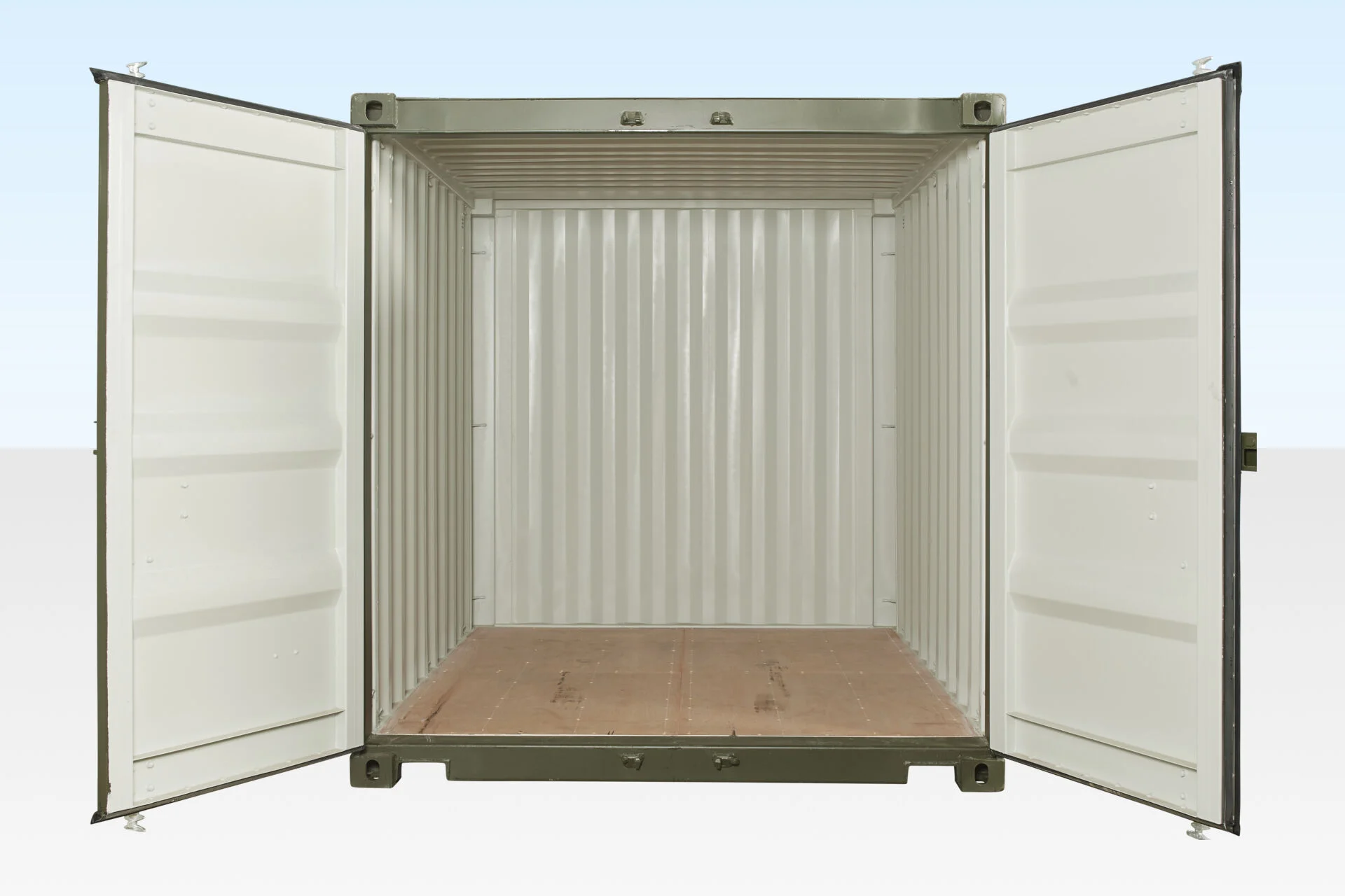 Interior of 10ft green one trip container