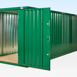 2 x 3m linked flat pack storage containers exterior end on end