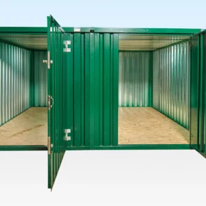 Interior of side-by-side flat pack storage containers