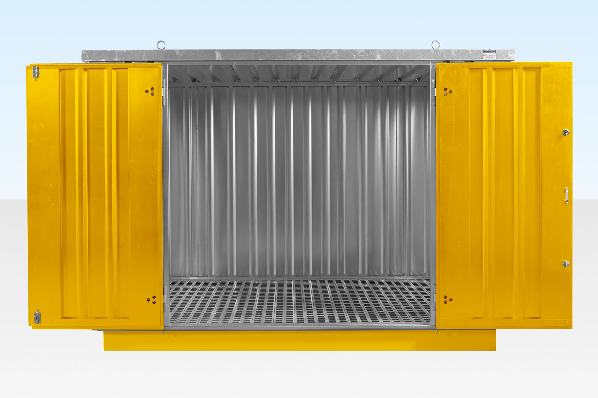 Ventilation panel on flat pack bunded store