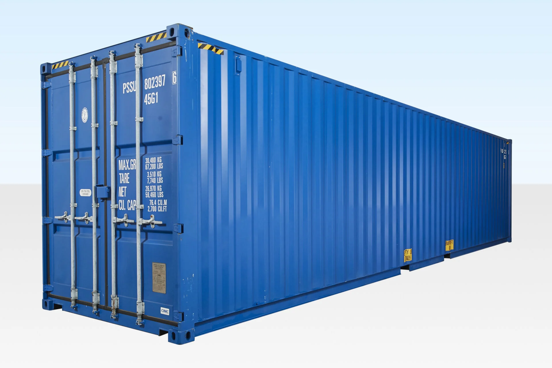 40ft high cube one trip container blue exterior