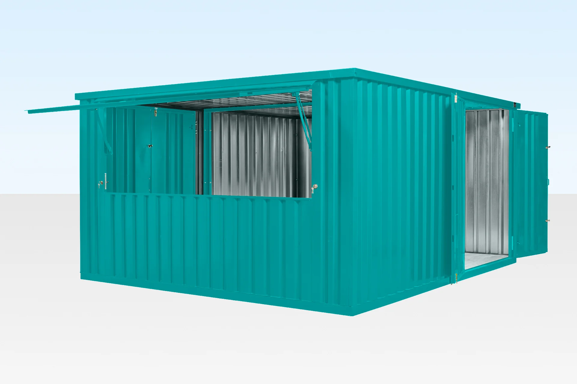 Window detail on custom colour 4m XL kiosk