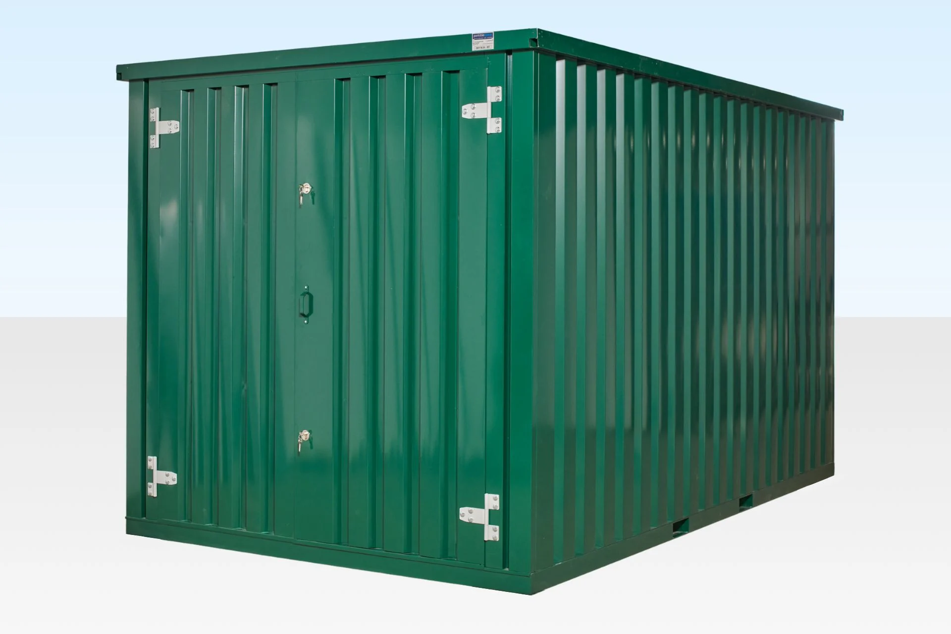 4m XL flat pack store RAL6005 exterior