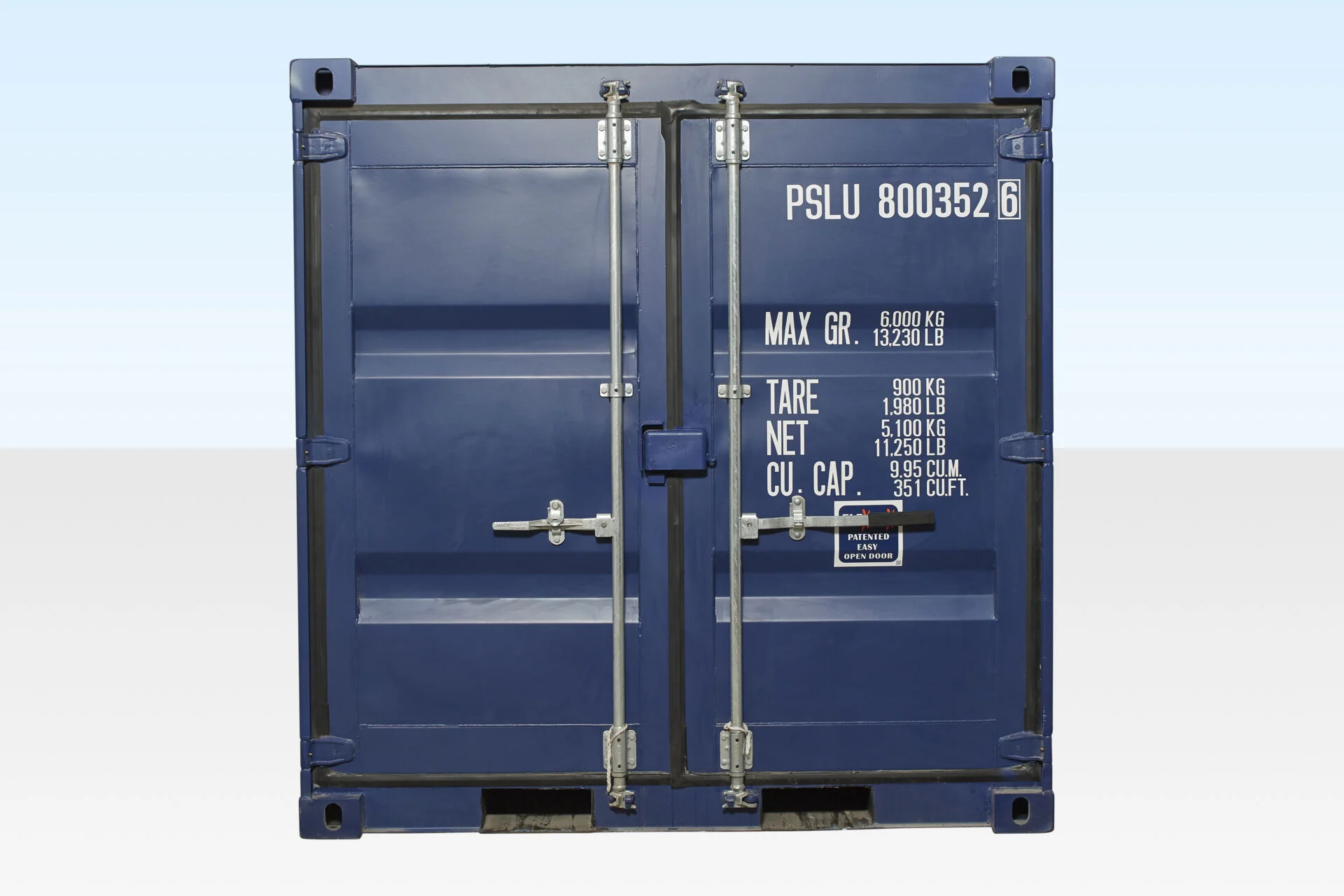 Doors of 8ft one trip container in blue
