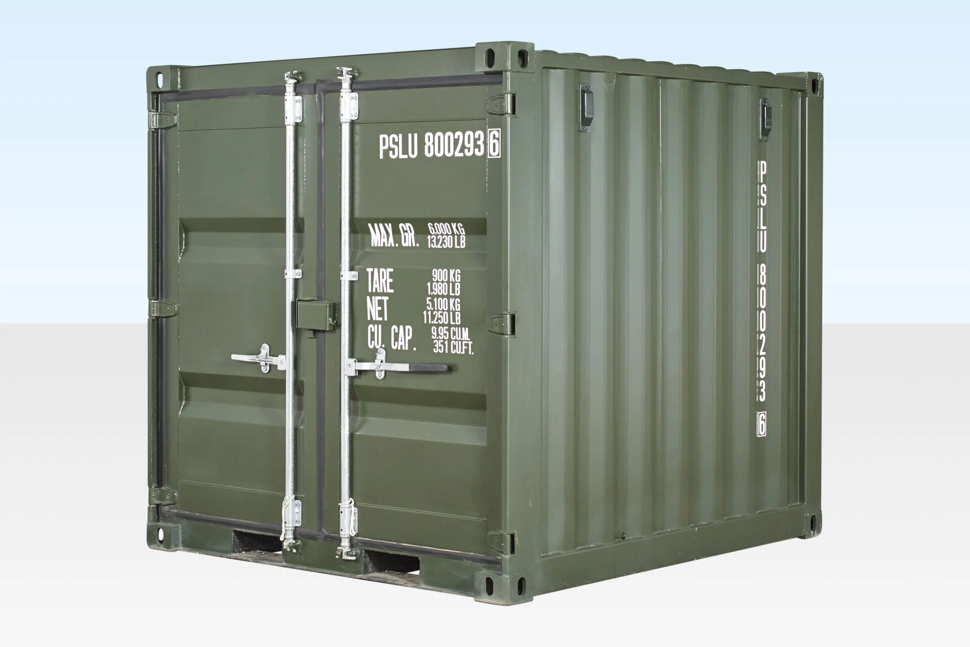 8ft one trip shipping container green exterior