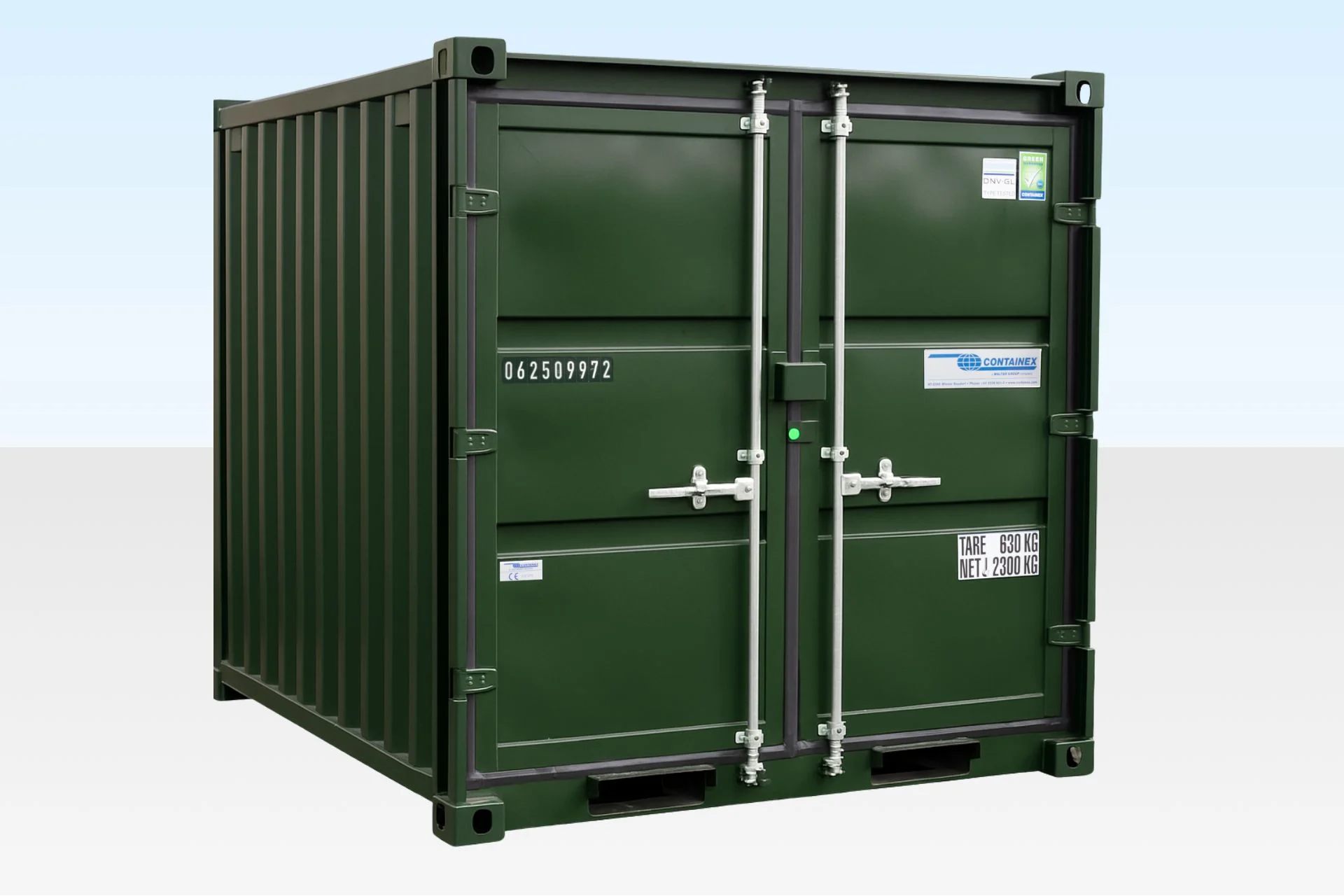 8ft new storage container Green RAL 6007 exterior