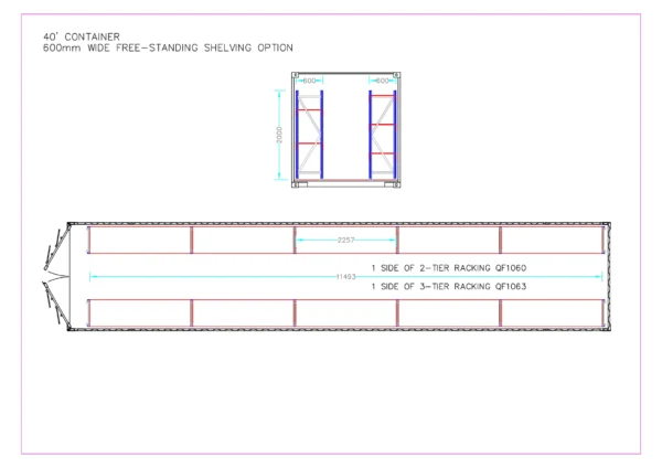 Shipping Container Racking Conversion 2-Tier Racking for 40ft Container | Heavy-Duty Storage Shelving