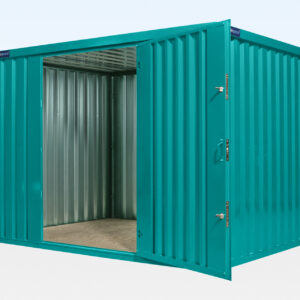 Interior of 3m side door flat pack store by Clad Shipping Containers