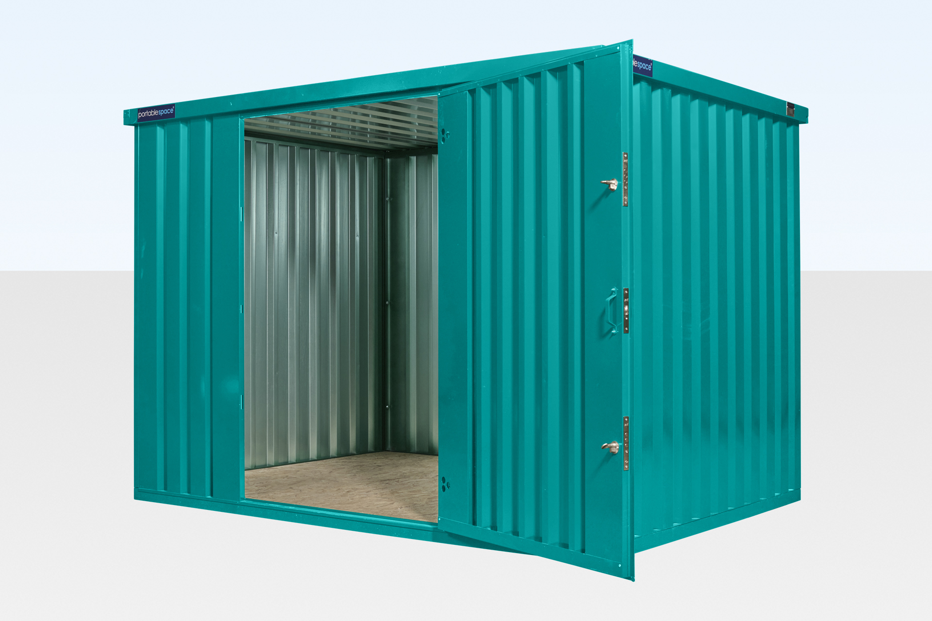 Interior of 3m side door flat pack store by Clad Shipping Containers