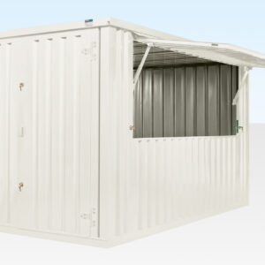 Interior of 3m XL custom colour flat pack kiosk by Clad Shipping Containers