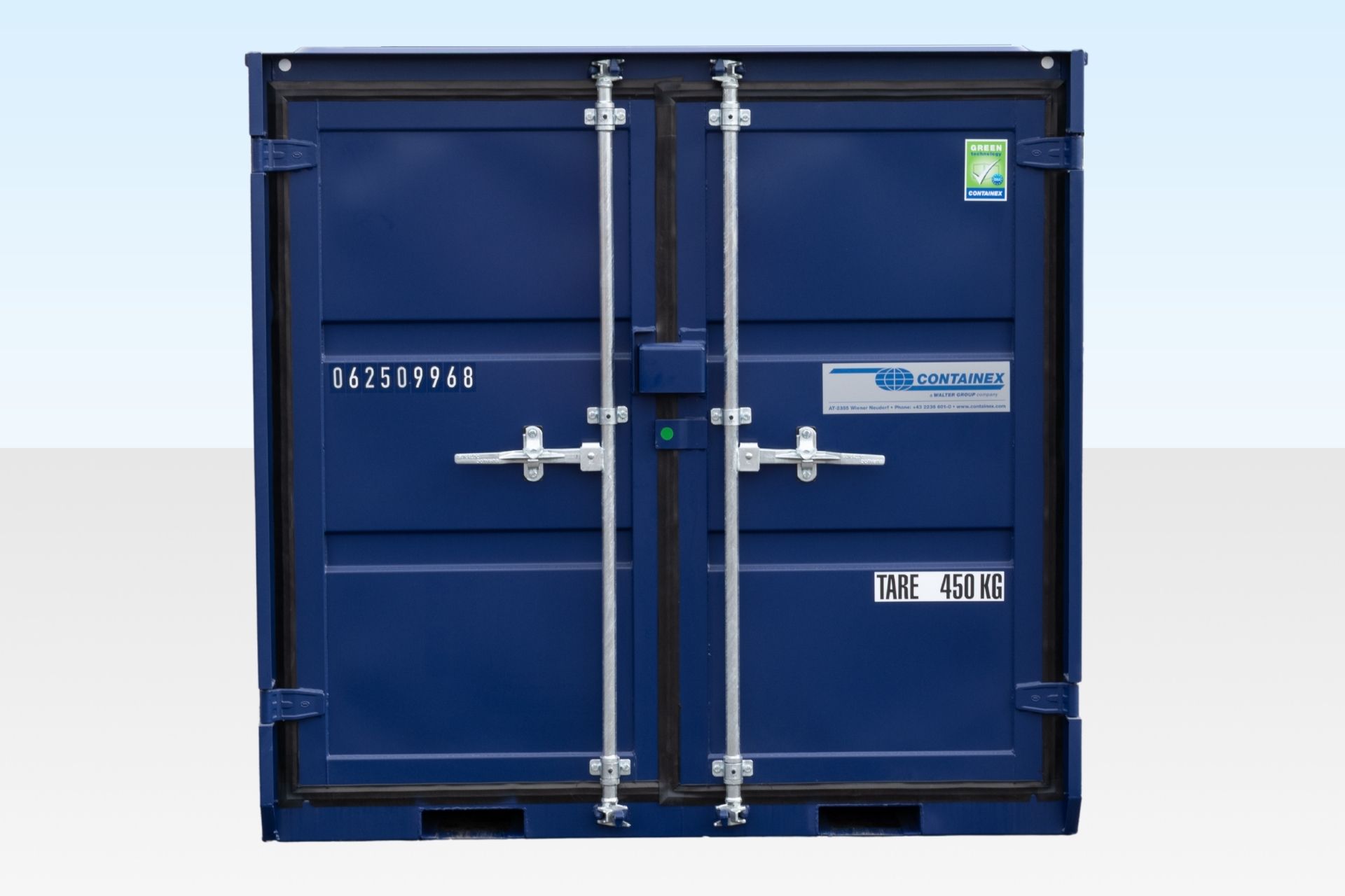 6ft new blue storage container RAL 5013 exterior by Clad Shipping Containers
