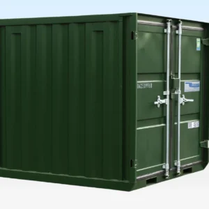 6ft new green storage container RAL 6007 exterior by Clad Shipping Containers