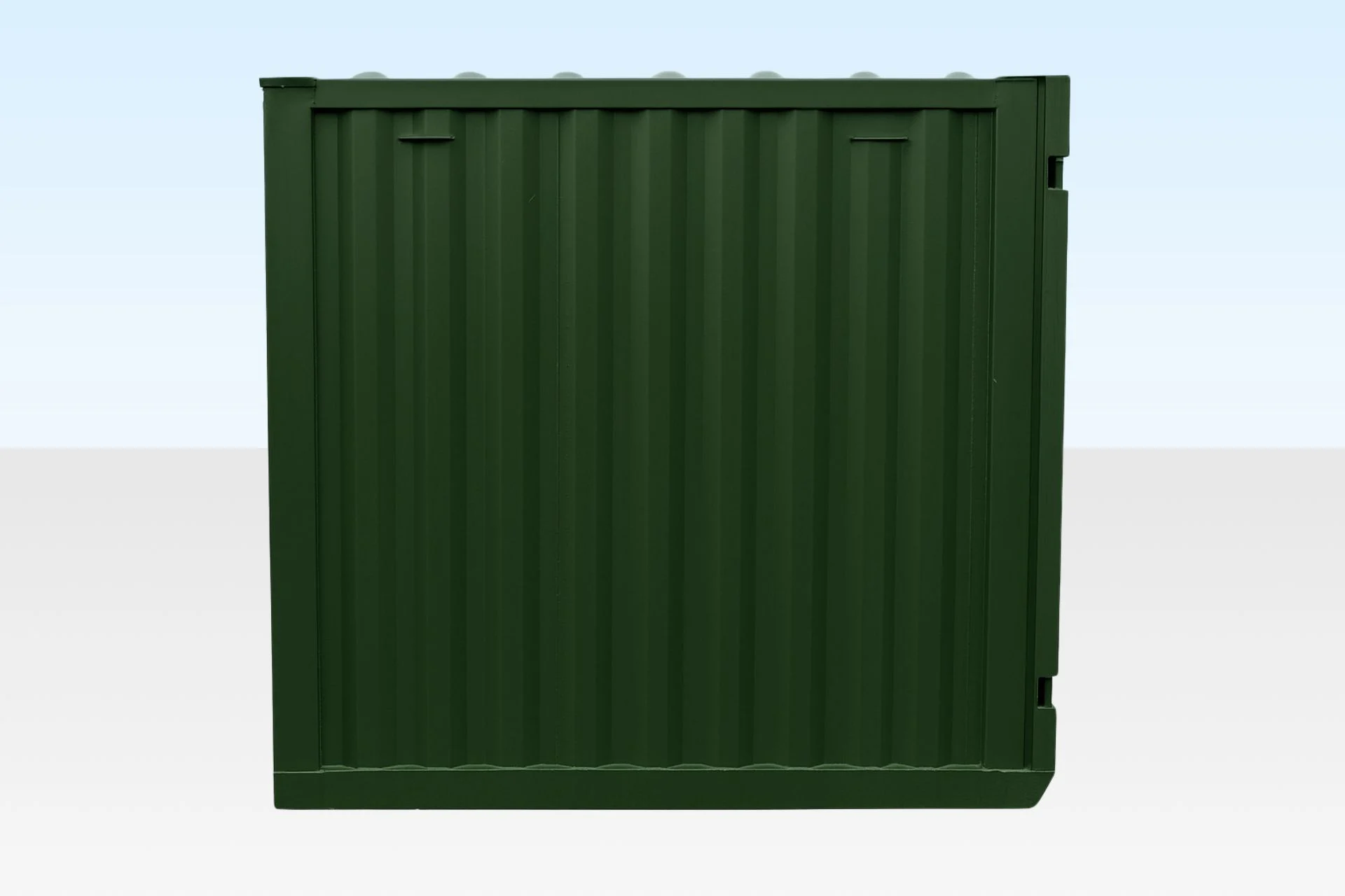 Interior of 6ft new green storage container by Clad Shipping Containers