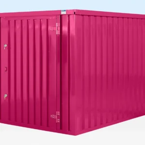 Custom colour steel door on flat pack storage container by Clad Shipping Containers
