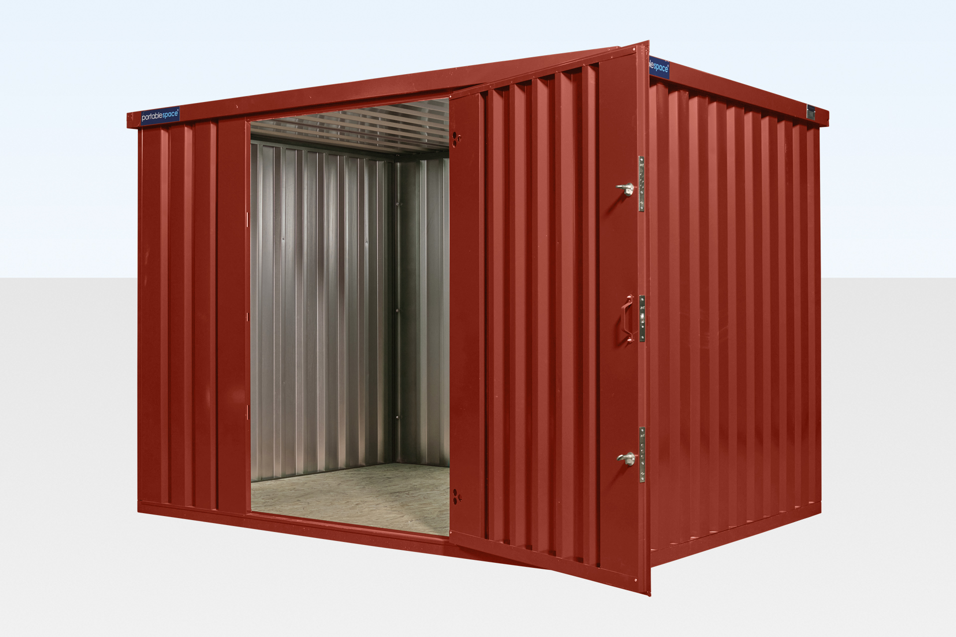 Custom colour door detail on flat pack store from Clad Shipping Containers