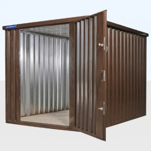 Wood effect storage container door detail from Clad Shipping Containers