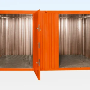 Assembly of side-linked flat pack containers