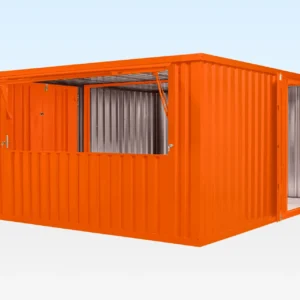 Window detail of custom colour flat pack kiosk