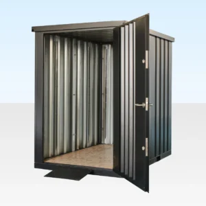 Secure door on metal garden store