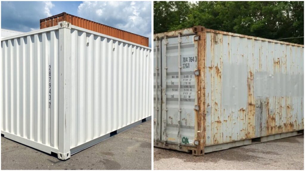 A new and old shipping container.