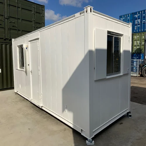 Secure steel door on 20ft canteen cabin