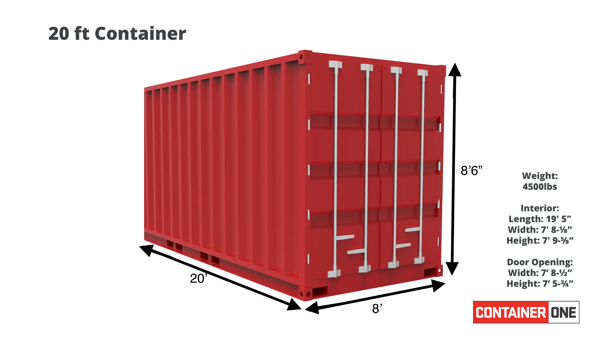 20ft shipping container dimensions and specifications