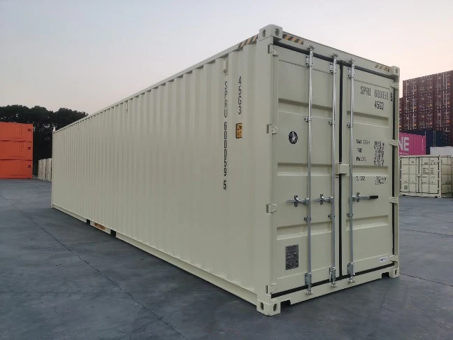 Exterior of a 40ft High Cube side door shipping container